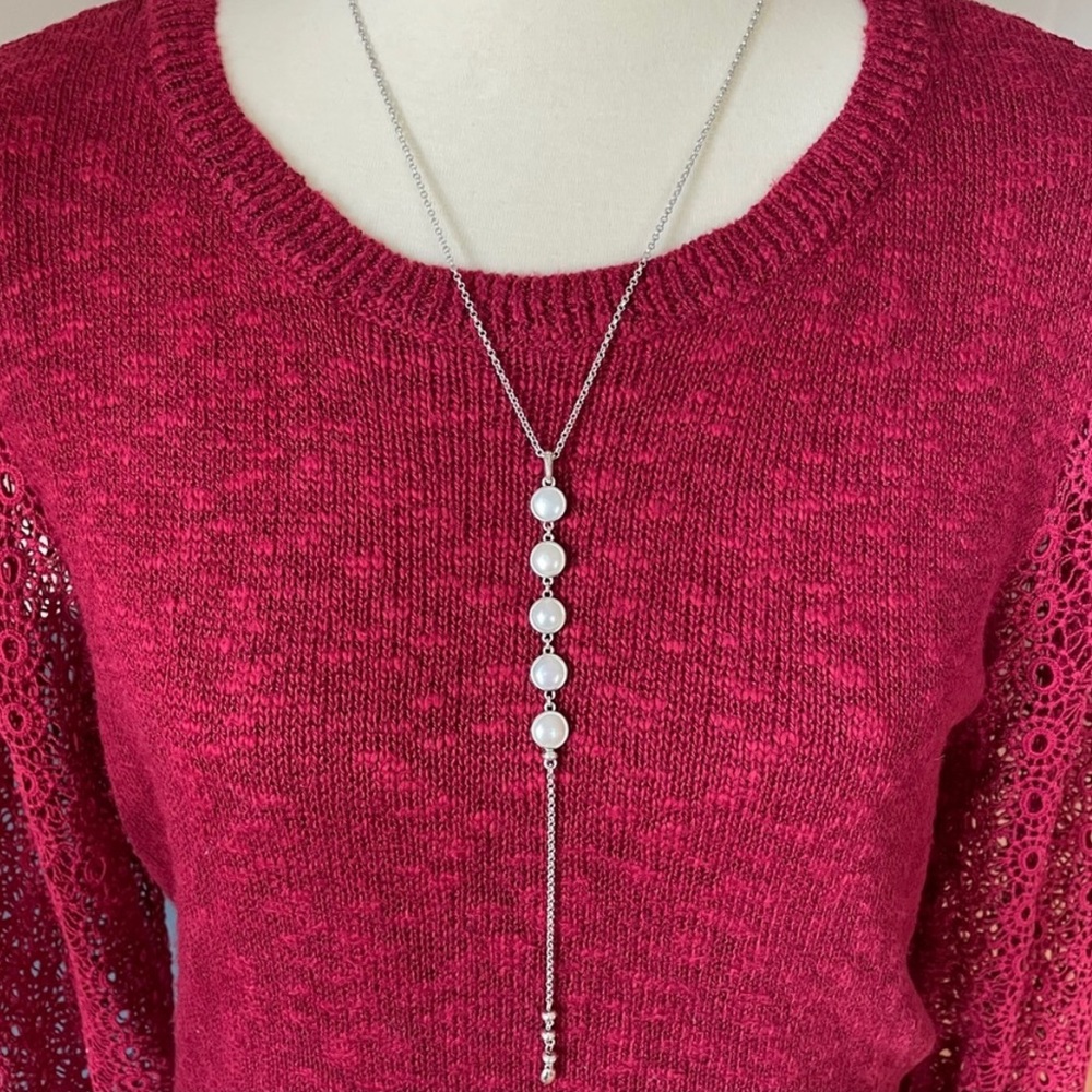 Lucky Brand Silver and Pearl Necklace